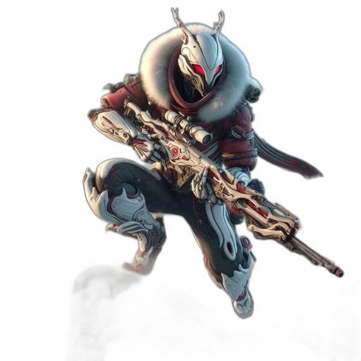 weapon, sword, robot, mask, concept art, fantasy art, 3d render, futuristic transparent PNG cut-out