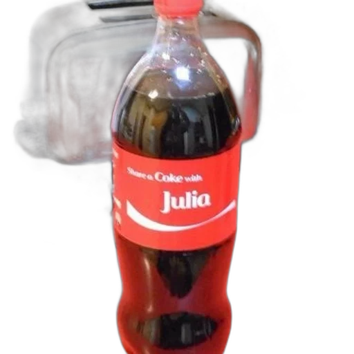 bottle, staff, food, 3d render, photorealistic, coca-cola, name, julia transparent PNG cut-out