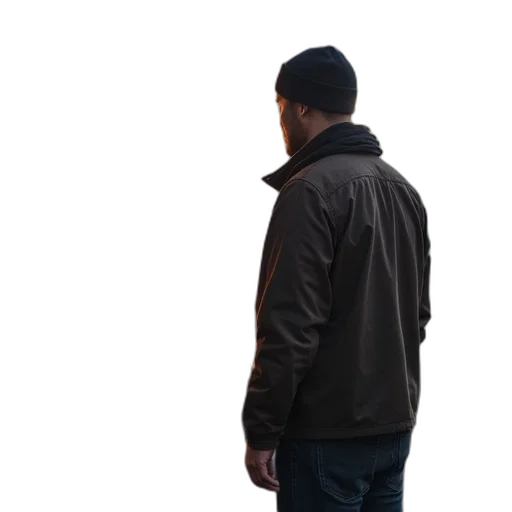 jacket, staff, face, umbrella, 3d render, concept art, photorealistic, fog transparent PNG cut-out