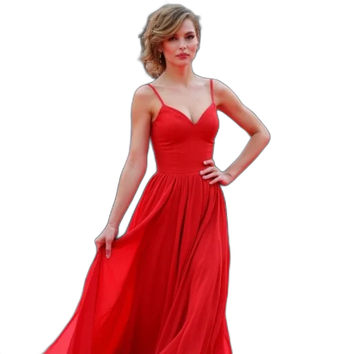 dress, photorealistic, red, actress transparent PNG cut-out