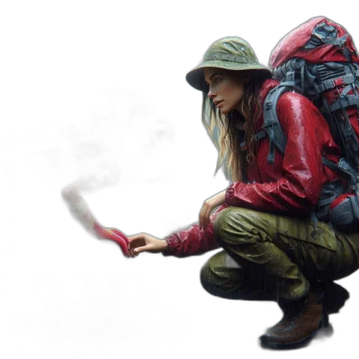 jacket, hat, concept art, photorealistic, fantasy art, watercolor, fire, fog transparent PNG cut-out