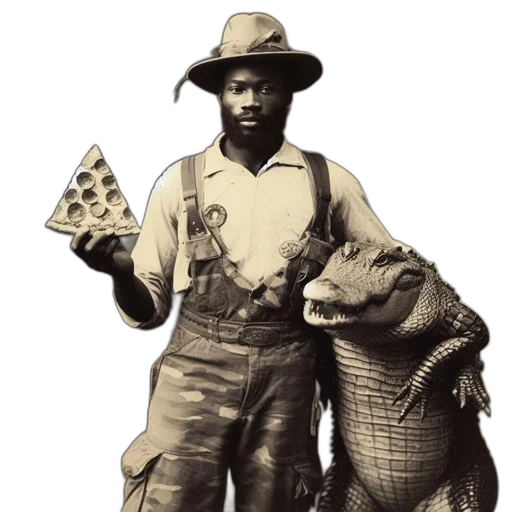 animal, hat, creature, dragon, underwater, man, overalls, holds transparent PNG cut-out