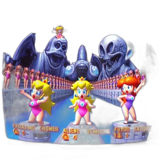 crown, concept art, 3d render, vaporwave, three, women, stand, stage transparent PNG cut-out