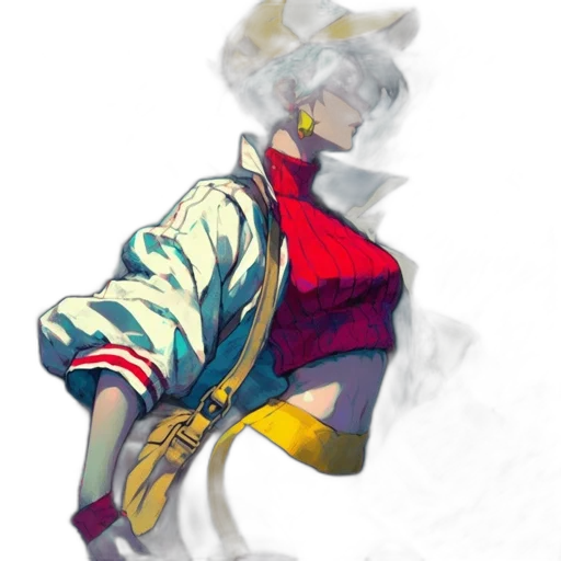 jacket, staff, sword, dragon, concept art, fantasy art, watercolor, pixel art transparent PNG cut-out