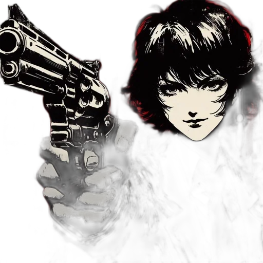 weapon, comic book art, concept art, anime, cyberpunk, intense, stylized, illustration transparent PNG cut-out