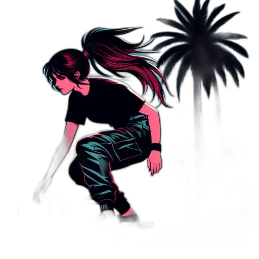 concept art, vaporwave, anime, pixel art, neon lights, fire, red, neon transparent PNG cut-out