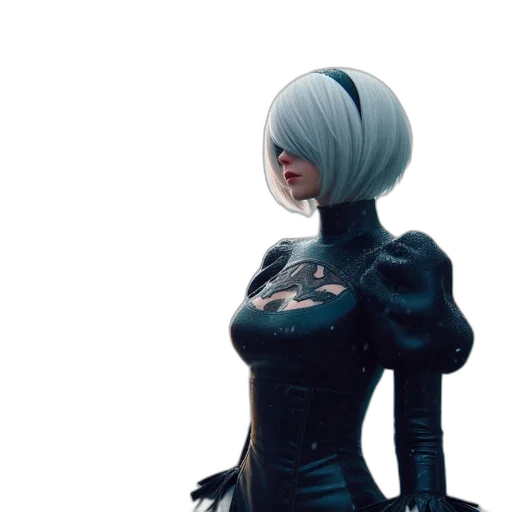 robot, jacket, dress, mask, concept art, 3d render, cyberpunk, comic book art transparent PNG cut-out