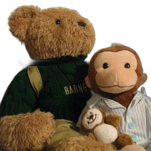 stuffed, monkey, bear, sit, together, holding, small, teddy transparent PNG cut-out