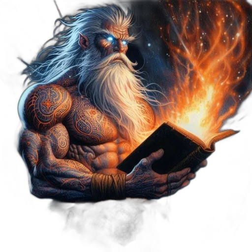 dragon, fantasy art, concept art, comic book art, photorealistic, fire, old, man transparent PNG cut-out