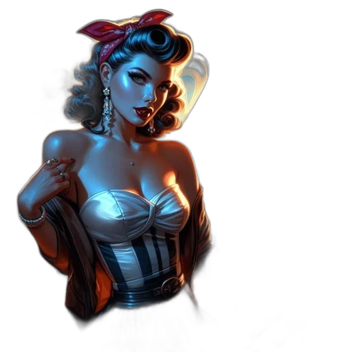 dress, comic book art, concept art, pixel art, fantasy art, neon lights, dark, retro-futuristic transparent PNG cut-out