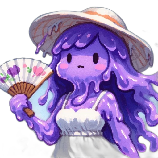 hat, umbrella, staff, creature, watercolor, pixel art, anime, vaporwave transparent PNG cut-out
