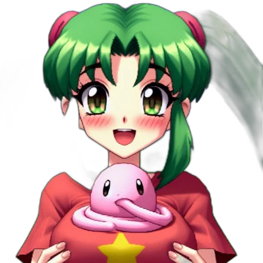 pixel art, anime, concept art, cartoon, female, animated, character, green transparent PNG cut-out