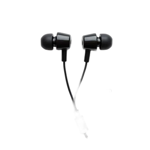 pair, black, plastic, earbuds, circular, earbud, tip, each transparent PNG cut-out