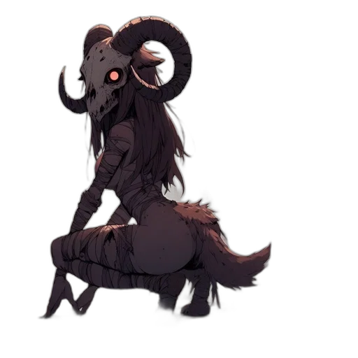 creature, animal, staff, mask, concept art, fantasy art, pixel art, watercolor transparent PNG cut-out