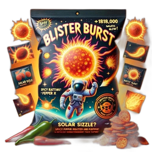 outer space, product, packaging, promotes, blister, burst, spicy, snack transparent PNG cut-out