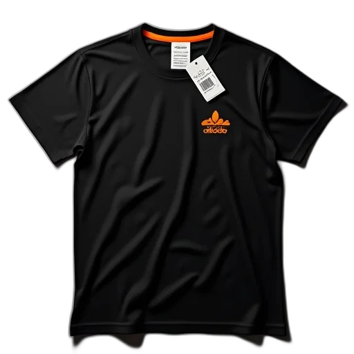 staff, 3d render, black, t-shirt, orange, stripe, collar, adidas transparent PNG cut-out