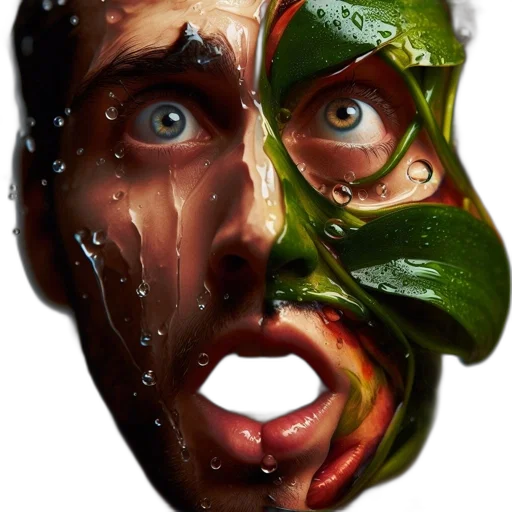 mask, face, creature, photorealistic, concept art, 3d render, comic book art, green transparent PNG cut-out