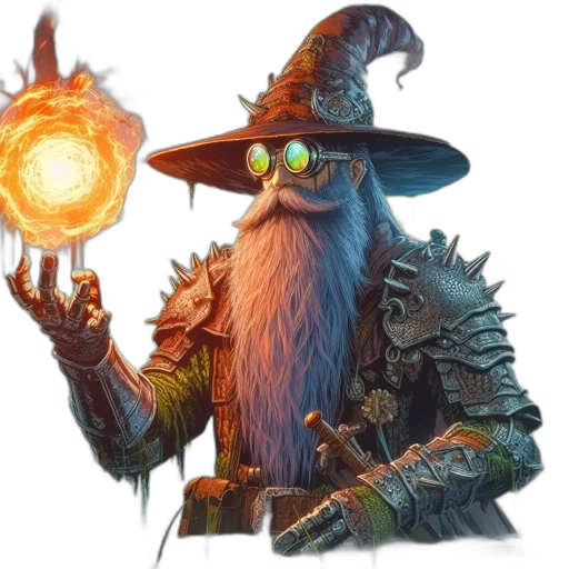 staff, dragon, hat, fantasy art, concept art, pixel art, comic book art, fire transparent PNG cut-out
