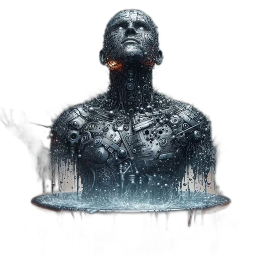 mask, face, robot, concept art, cyberpunk, comic book art, pixel art, fog transparent PNG cut-out