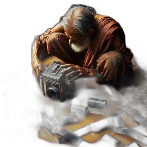 robot, concept art, photorealistic, comic book art, fantasy art, elderly, man, cleans transparent PNG cut-out