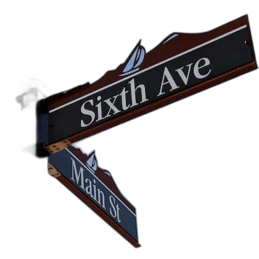 staff, 3d render, city street, street, sign, sixth, ave, main transparent PNG cut-out