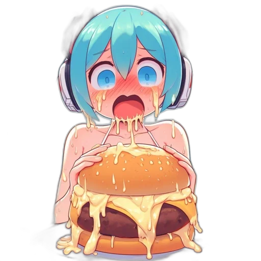 food, creature, robot, face, pixel art, anime, concept art, vaporwave transparent PNG cut-out