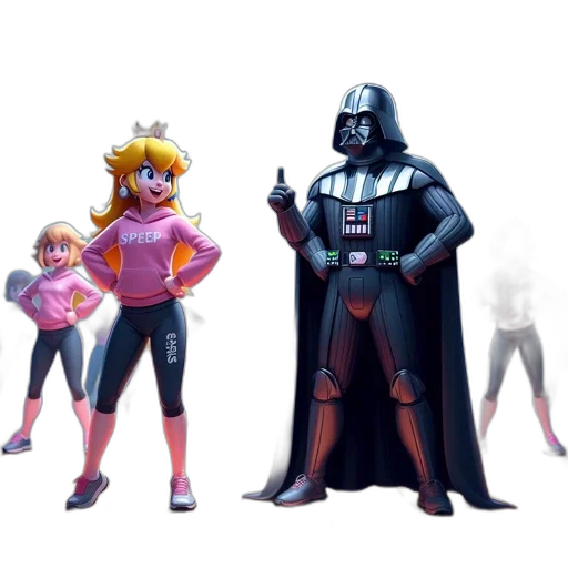 concept art, comic book art, 3d render, pixel art, dark, monochrome, darth, vader transparent PNG cut-out