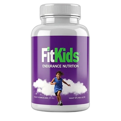 bottle, fitkids, endurance, nutrition, supplement, purple, label, featuring transparent PNG cut-out