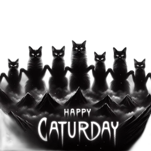 cartoon, fantasy art, comic book art, photorealistic, seven, upright, cats, stand transparent PNG cut-out