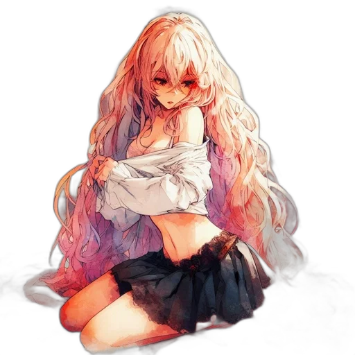 dress, hair, face, creature, anime, watercolor, pixel art, concept art transparent PNG cut-out