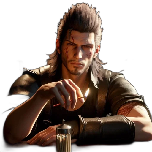 weapon, face, hair, concept art, photorealistic, 3d render, cyberpunk, man transparent PNG cut-out