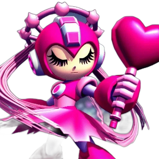 robot, weapon, concept art, 3d render, pixel art, vaporwave, vibrant, pink transparent PNG cut-out
