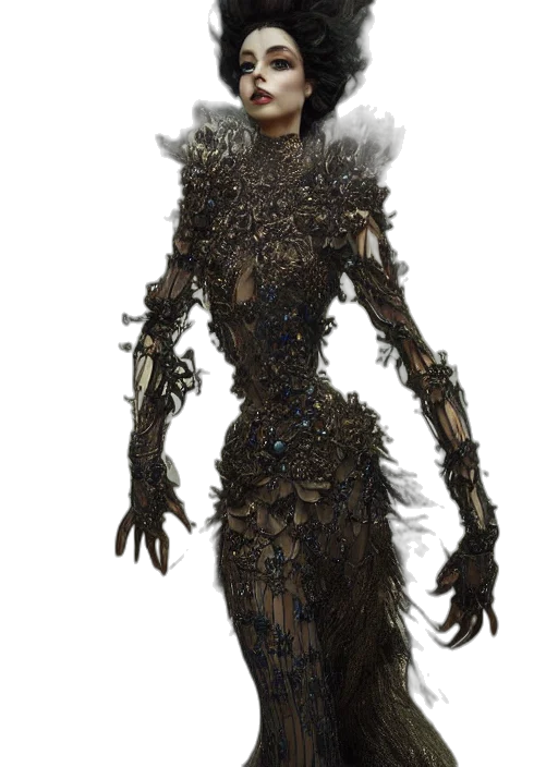 dress, robot, creature, staff transparent PNG cut-out