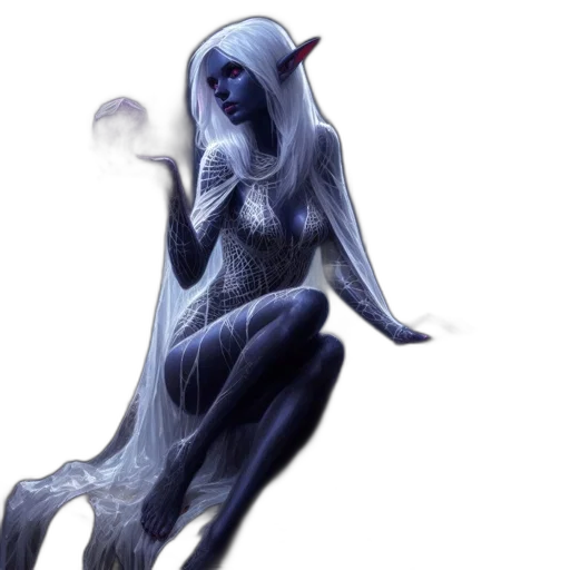 creature, staff, dress, concept art, fantasy art, comic book art, 3d render, blue transparent PNG cut-out
