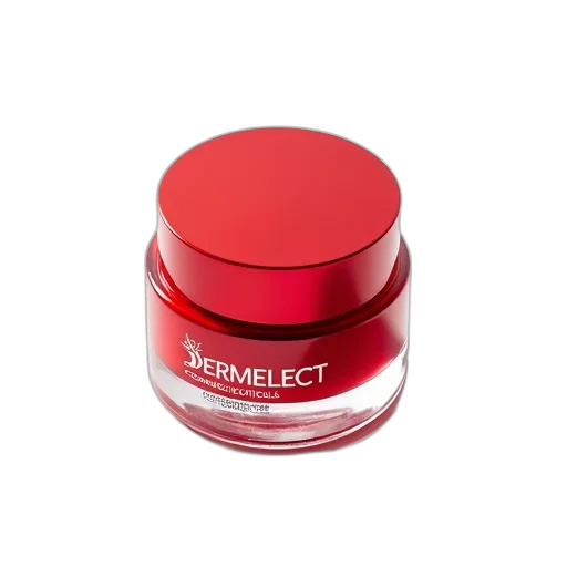 red, clear, glass, jar, lid, contains, cream, labeled transparent PNG cut-out