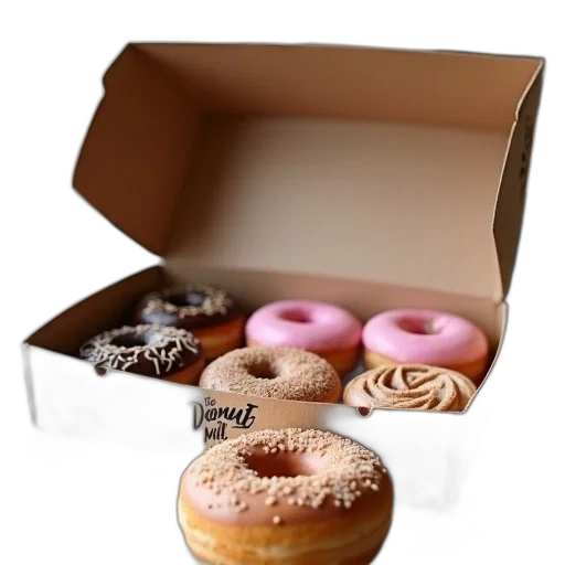 food, jewelry, crown, 3d render, photorealistic, box, assorted, donuts transparent PNG cut-out
