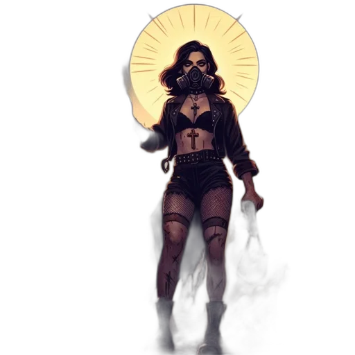 dress, concept art, fantasy art, pixel art, comic book art, fire, dark, golden transparent PNG cut-out