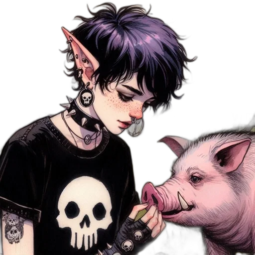 animal, comic book art, concept art, fantasy art, cyberpunk, young, individual, dark transparent PNG cut-out