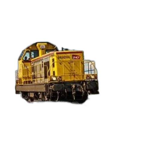 yellow, train, number, 669206, traveling, down, tracks transparent PNG cut-out