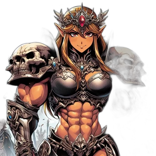 comic book art, fantasy art, concept art, pixel art, armored, confident, female, animated transparent PNG cut-out