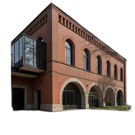 building, staff, 3d render, photorealistic, project, kahns, factory, very transparent PNG cut-out