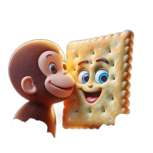 food, animal, 3d render, concept art, photorealistic, young, monkey, playfully transparent PNG cut-out