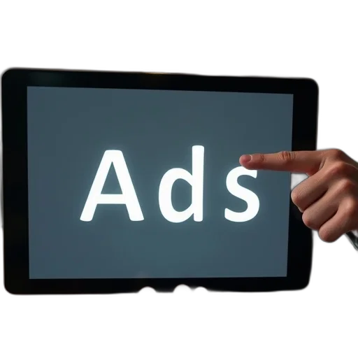 3d render, tablet, word, ads transparent PNG cut-out