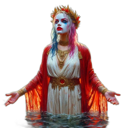 crown, fantasy art, concept art, pixel art, oil painting, underwater, red, ancient transparent PNG cut-out