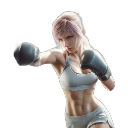 weapon, photorealistic, concept art, pixel art, 3d render, woman, pink, hair transparent PNG cut-out