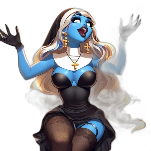 fantasy art, concept art, comic book art, cartoon, blue, animated, female, character transparent PNG cut-out