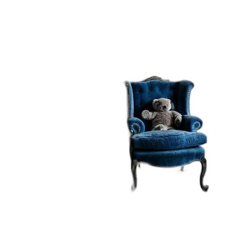 furniture, crown, animal, staff, 3d render, photorealistic, blue, aged transparent PNG cut-out