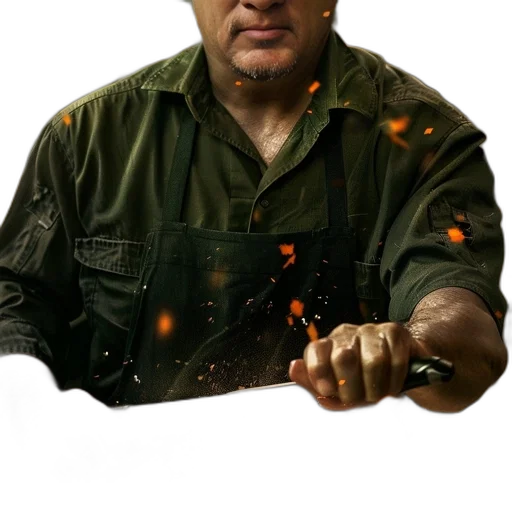 weapon, staff, jacket, face, concept art, photorealistic, 3d render, fantasy art transparent PNG cut-out
