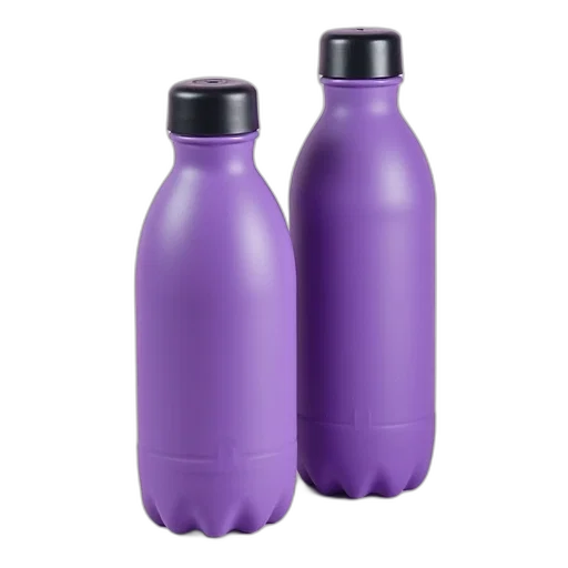 bottle, 3d render, pair, purple, silicone, water, bottles, textured transparent PNG cut-out