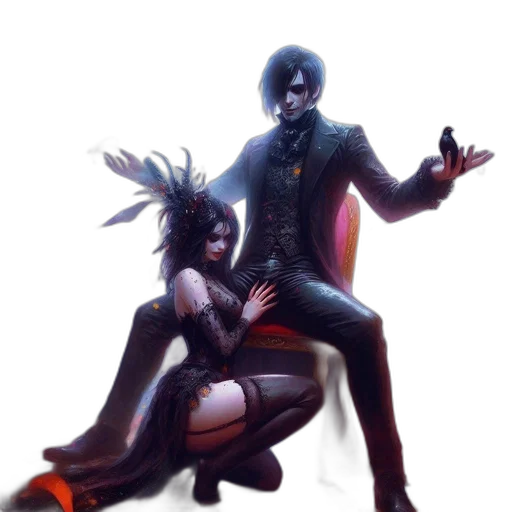 concept art, cyberpunk, fantasy art, comic book art, outer space, fire, dark, two transparent PNG cut-out